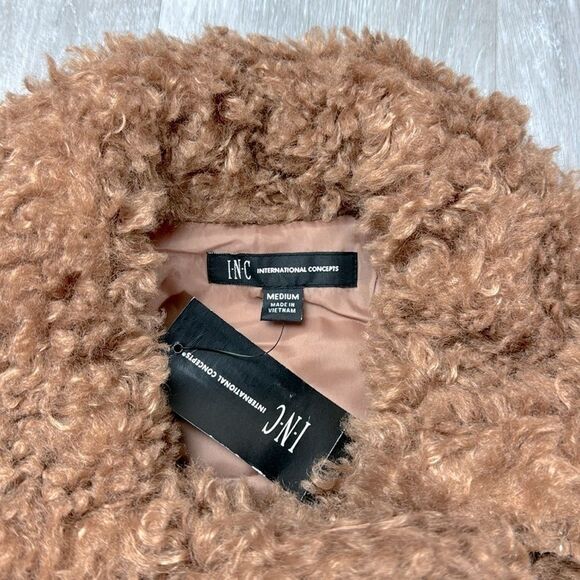 Brown Plush Sherpa Fur Vest M - Picture 3 of 6